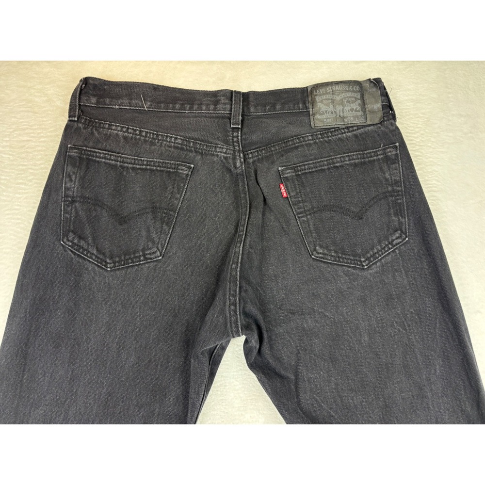 Levis 501 Mens 36x32 Jeans Fuzzy Black Faded Straight Denim Jeans Grungy Wash - Picture 5 of 9